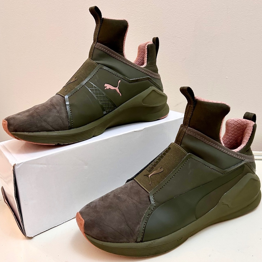 Puma Women Fierce Varsity Green Nubuck Lace High Top Sneaker size 7